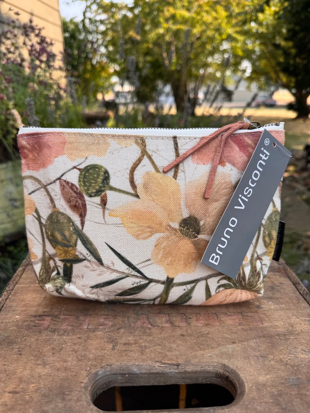 Woodland Neutral Canvas Makeup Bag 9 x 6 Pouch Colorful Travel Bag NEW!